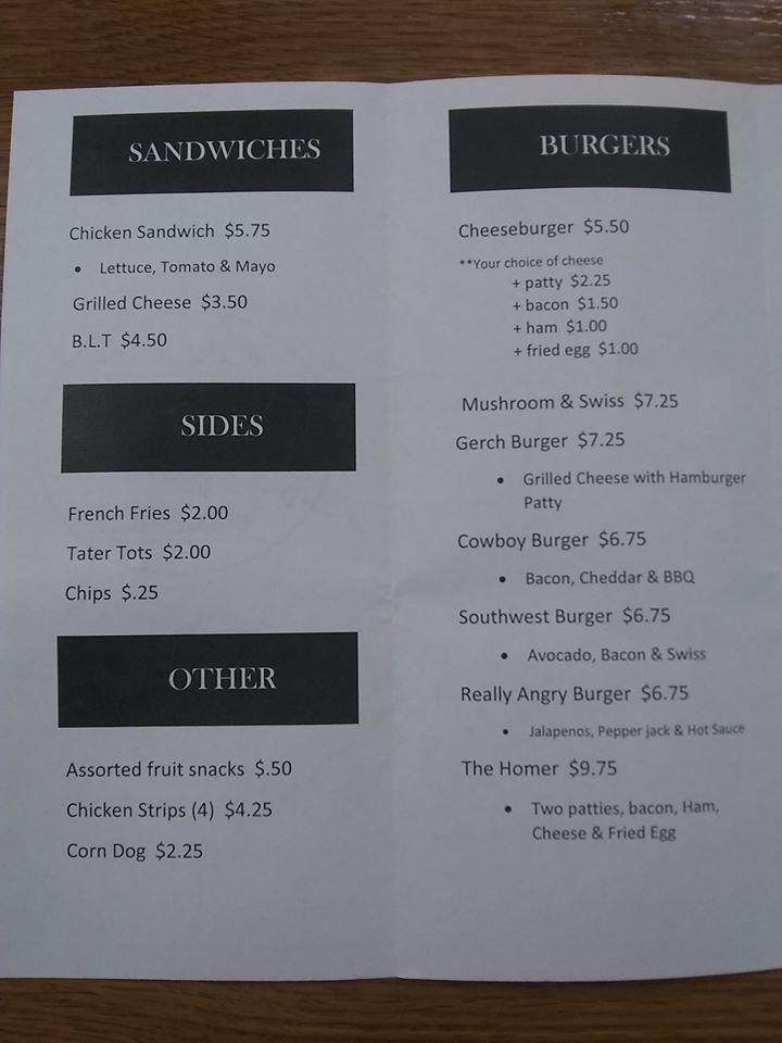 Menu at Black Sheep Burger Co. restaurant, Rosholt