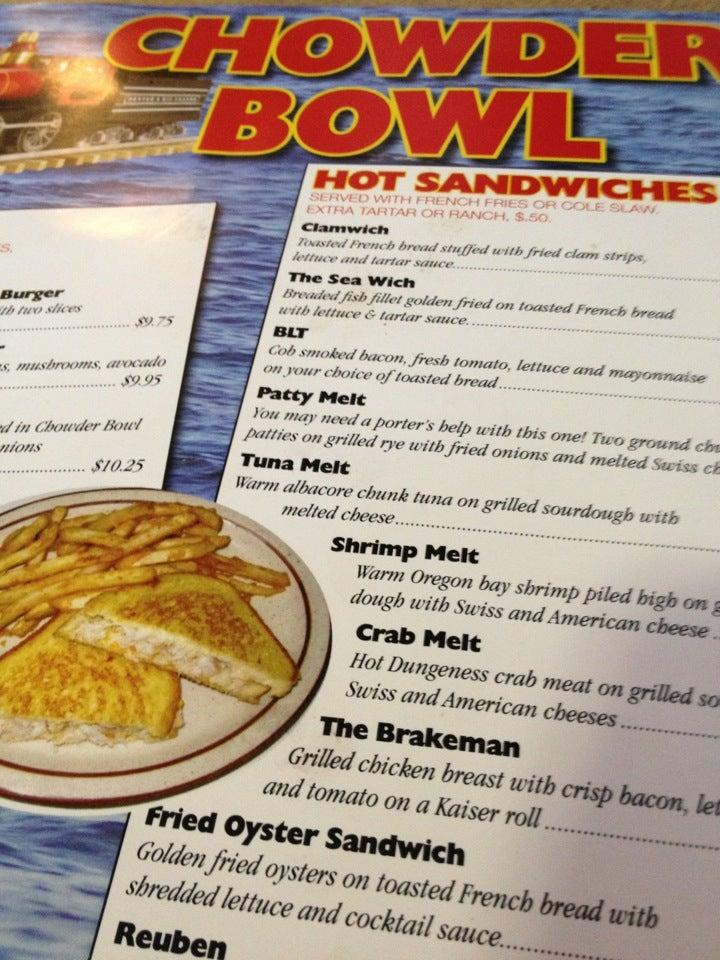 Menu at Chowder Bowl restaurant, Depoe Bay