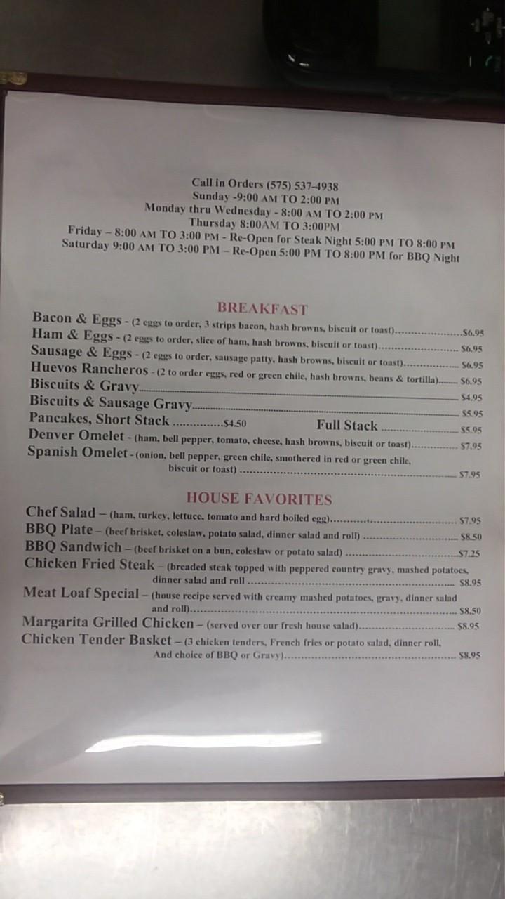 Menu at The Patio Restaurant, Hurley