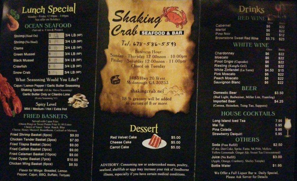 Menu at Yami Crab Seafood & Bar, McDonough