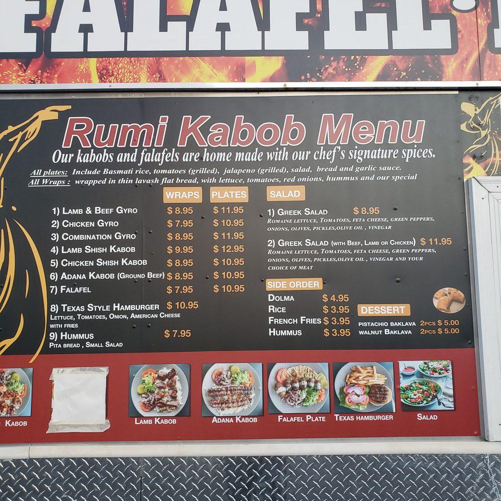 Menu at Rumi Kabob restaurant, Vallejo