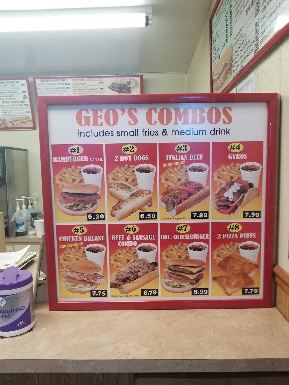 Menu At Geos Gyros Fast Food Burbank