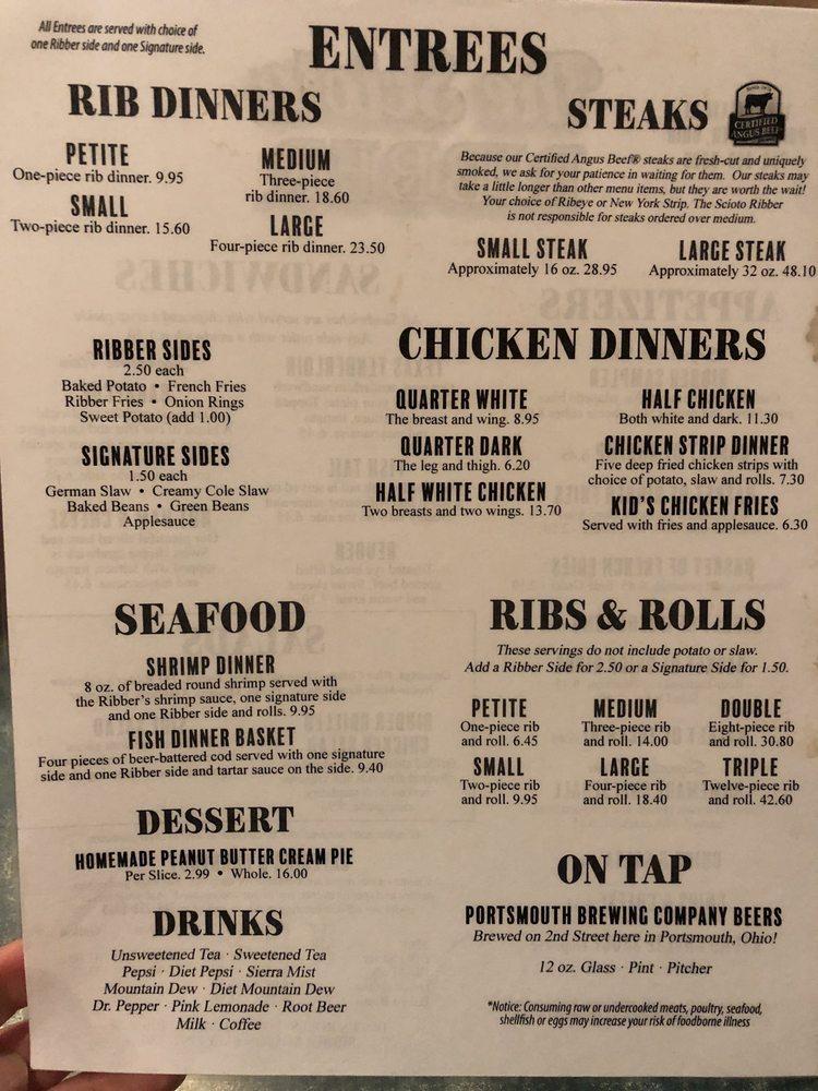 Menu at Scioto Ribber BBQ, Portsmouth