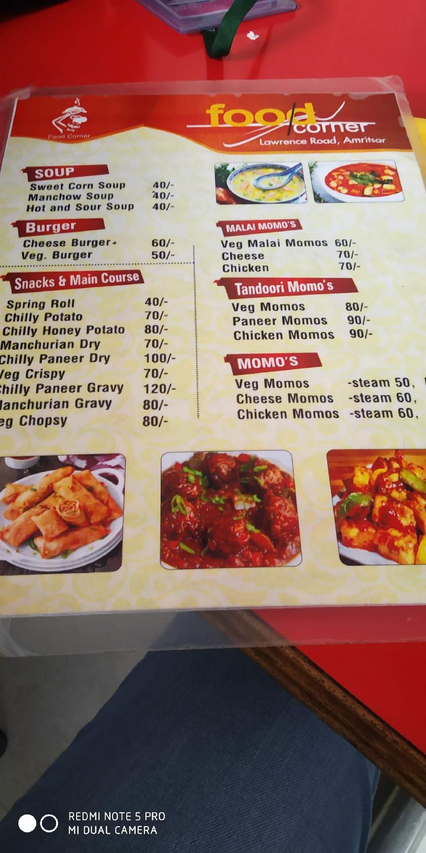 Menu at food corner, Amritsar