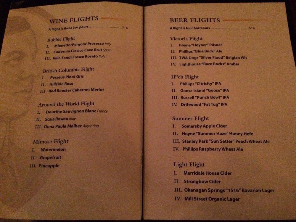 Menu at Bard & Banker, Victoria