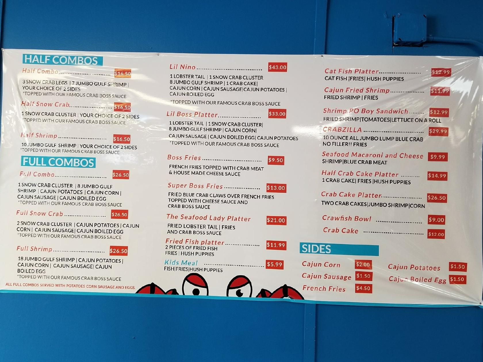 Carta del restaurante Crab Boss, Brandywine
