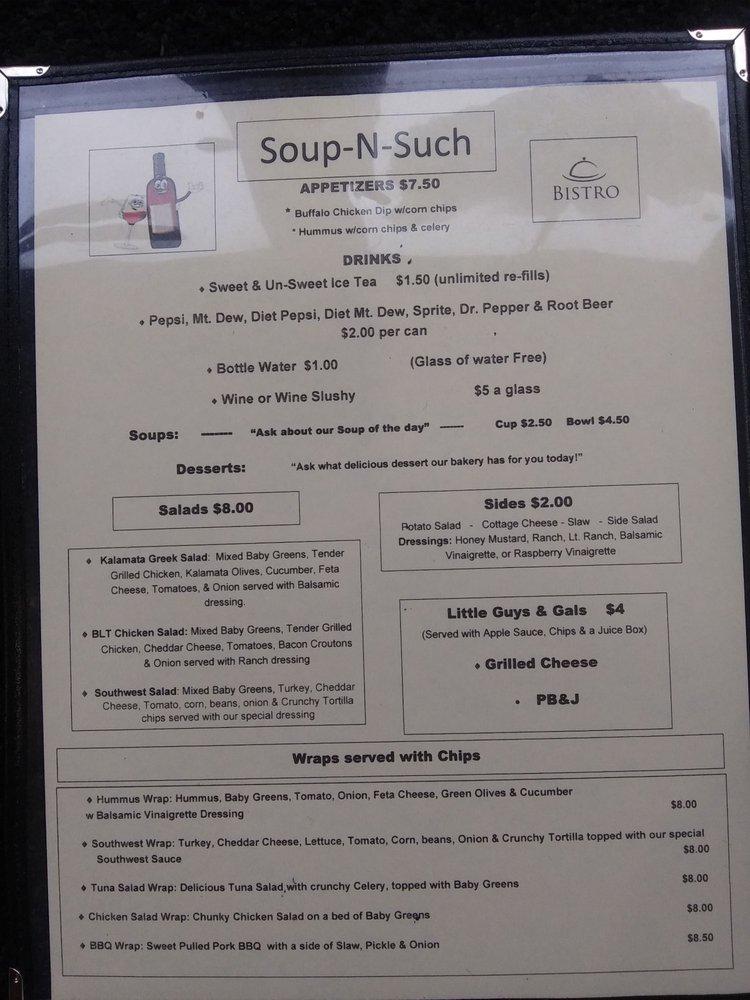 Carta del pub y bar SoupnSuch Bistro, Ferdinand