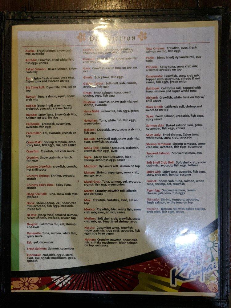 Menu at Asahi Japanese Steakhouse, Jackson, Vann Dr