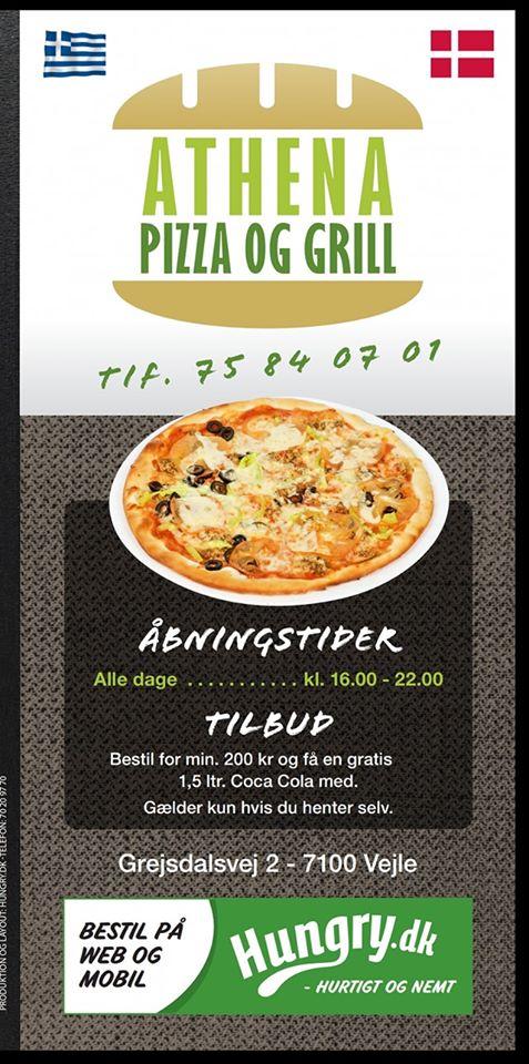 Pløje Rise chokerende Athena Pizza pizzeria, Vejle, Grejsdalsvej 2C - Restaurant menu and reviews