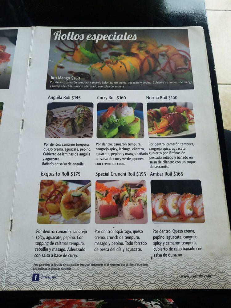 Carta del restaurante Jiro Sushi, La Paz, Alvaro Obregon 210
