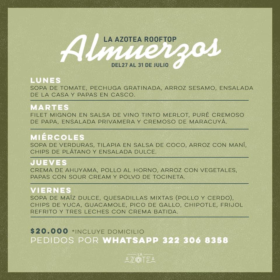 Menu at La Azotea Rooftop pub & bar, Manizales, Edificio BCH Piso 15 ...