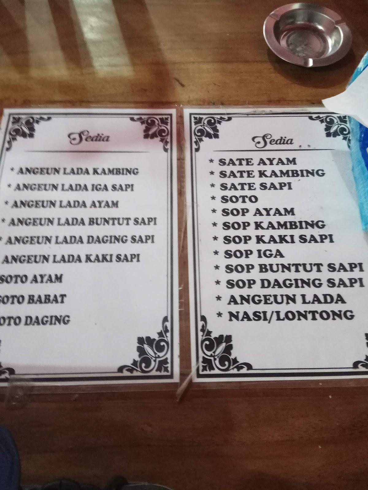 Menu At Rumah Makan Sederhana Suramadu Sate Madura Restaurant Pandeglang