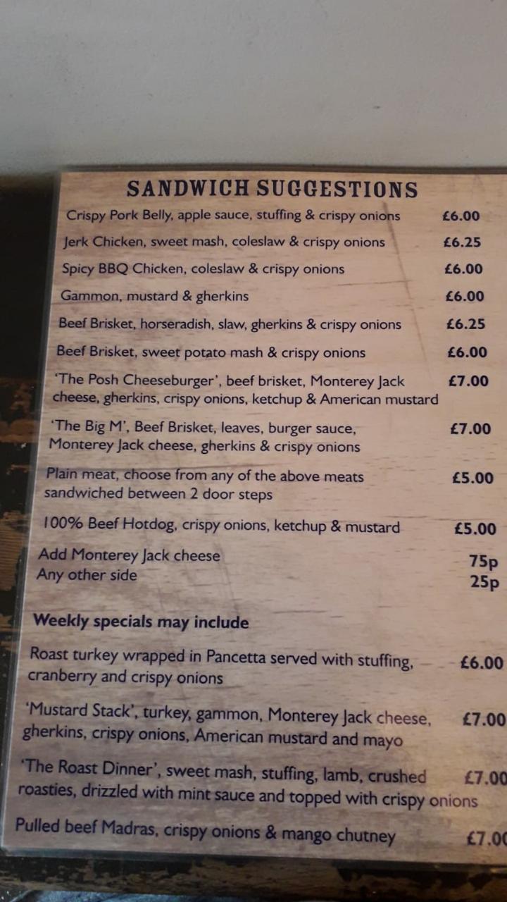 Menu at Mustard restaurant, Bromley, 201 Southborough Ln