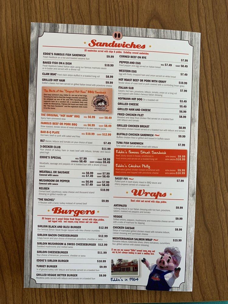 Menu at Eddie's restaurant, Sylvan Beach