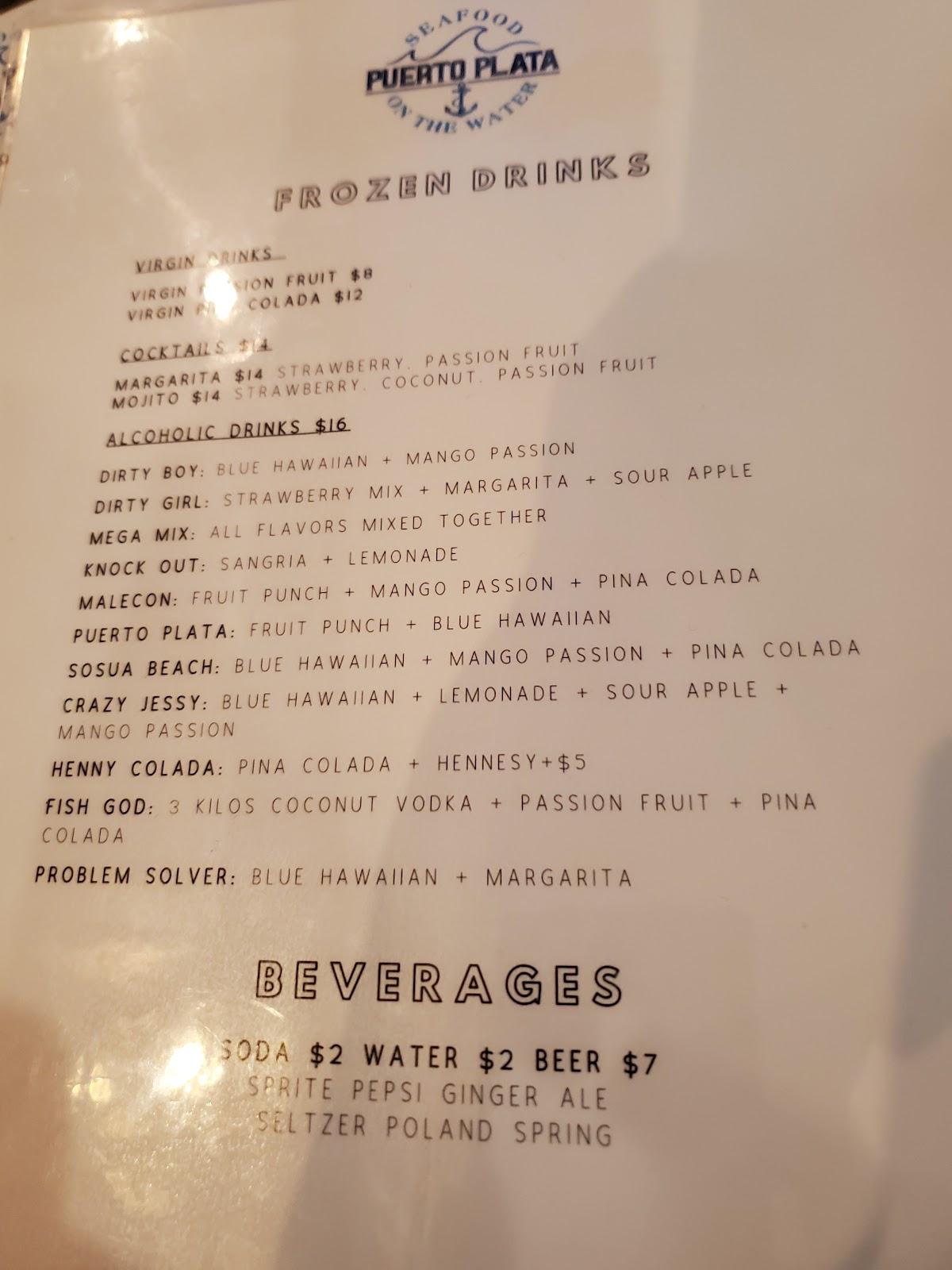 Carta del restaurante Puerto Plata Seafood On The Water, Freeport