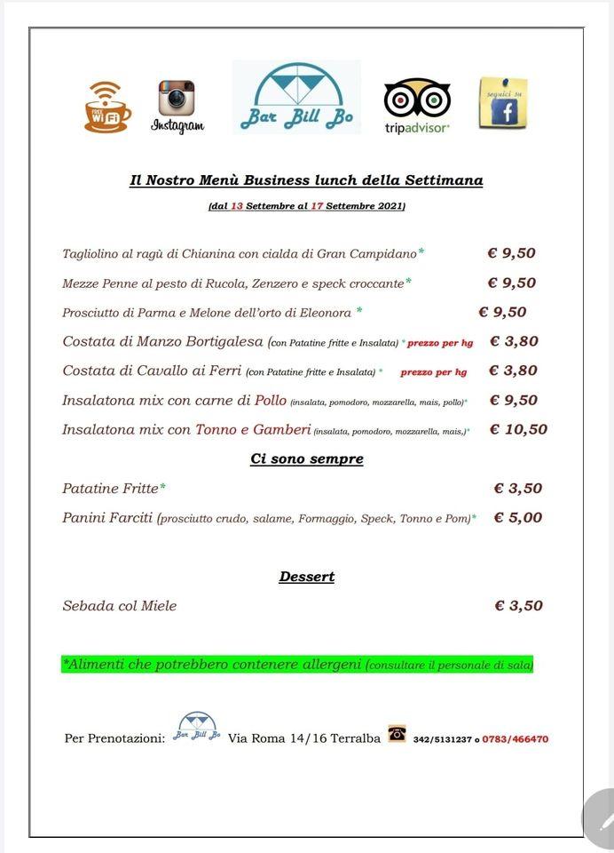 Menu di Bar Bill Bo Terralba 