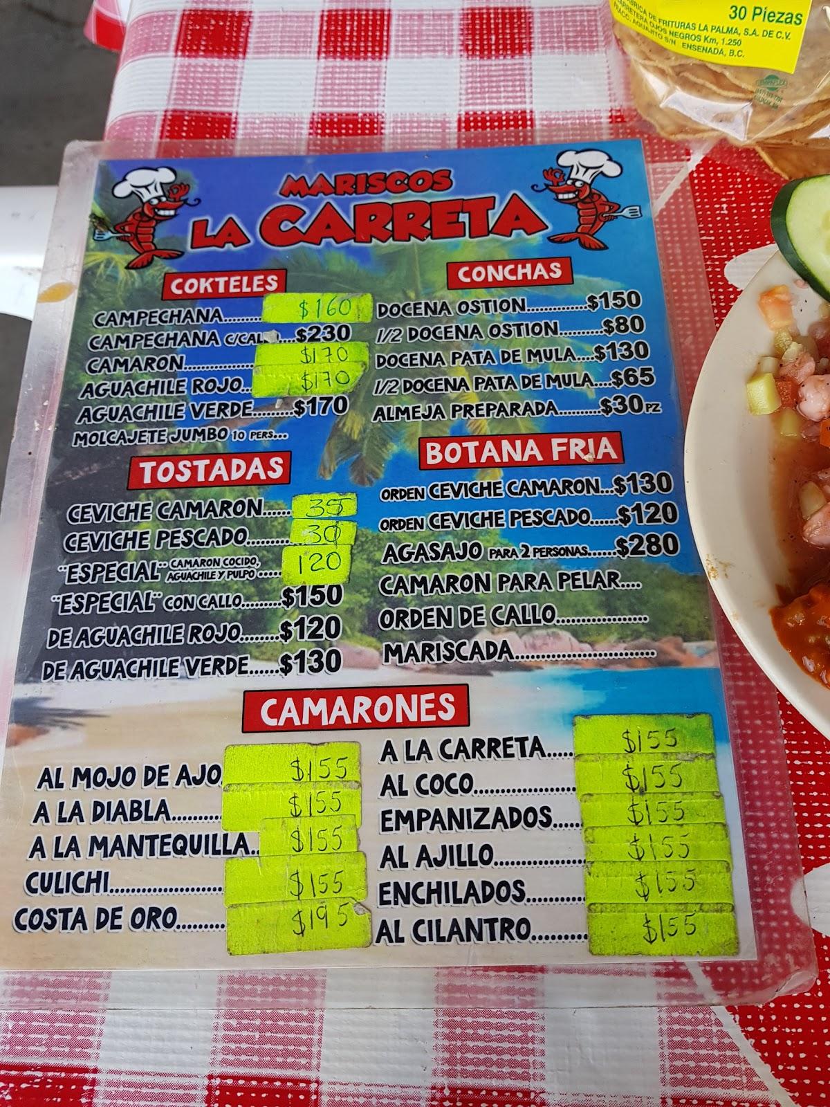 Carta del restaurante MARISCOS La Carreta, Tijuana, Av. las Torres 7727