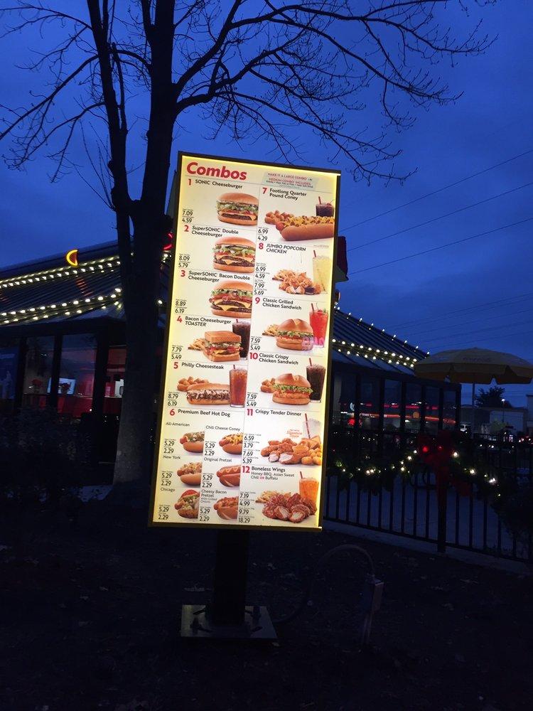 Menu at Sonic DriveIn fast food, Manassas