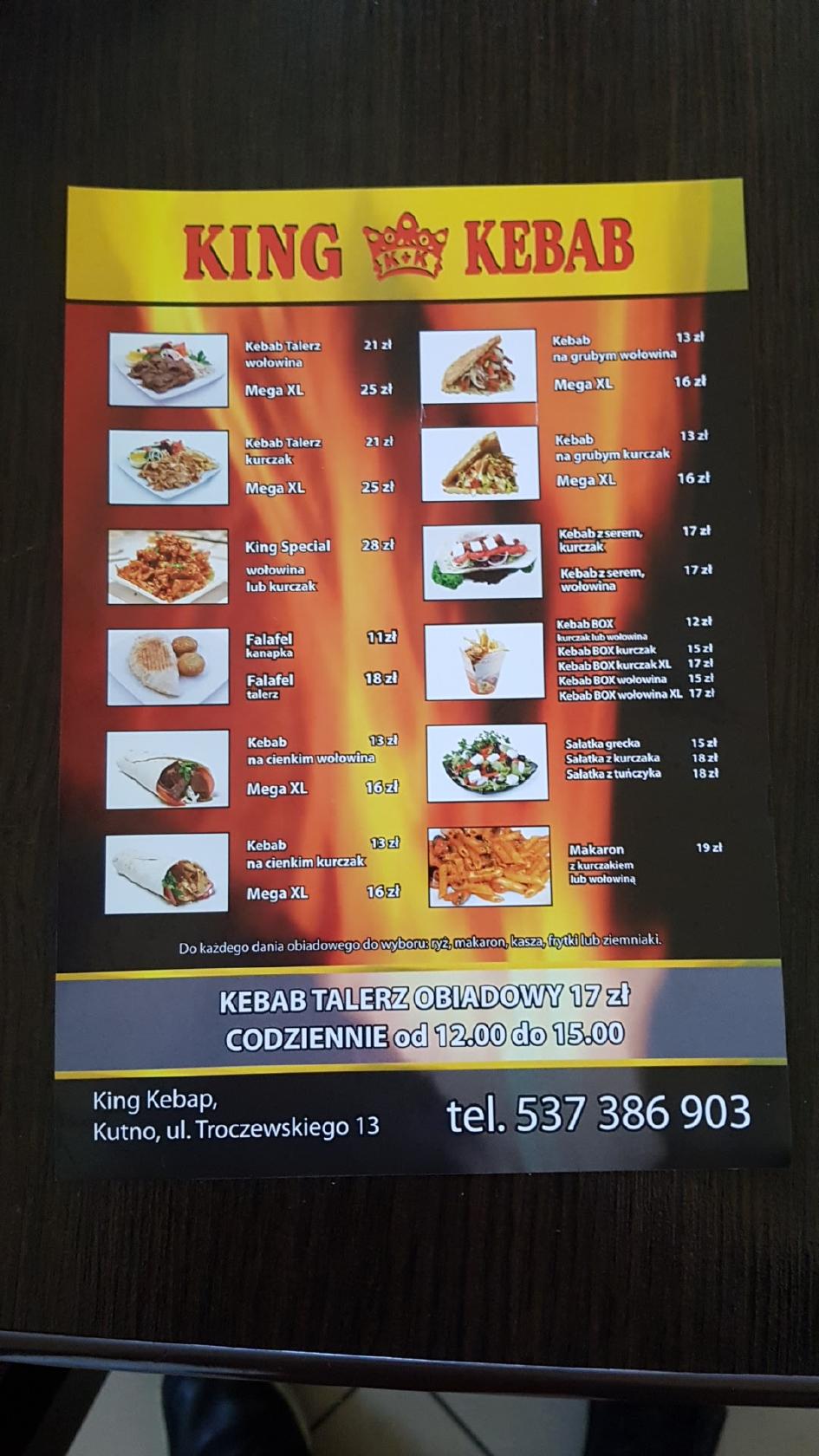 Menu At King Kebab Kutno Kr Lewska