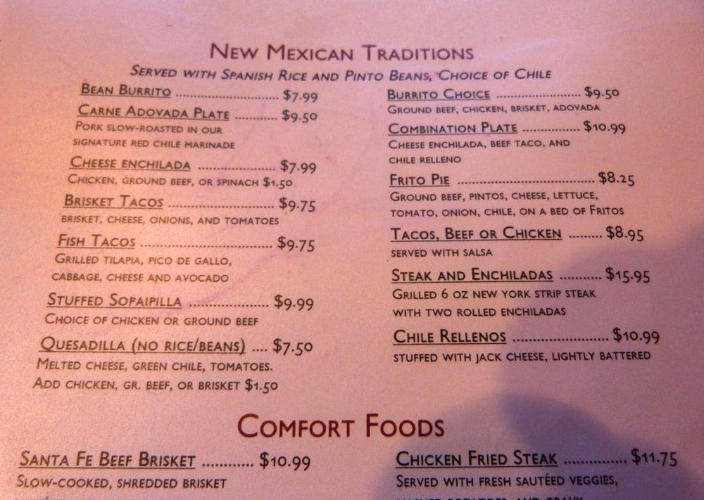 Menu at The Pantry restaurant, Santa Fe