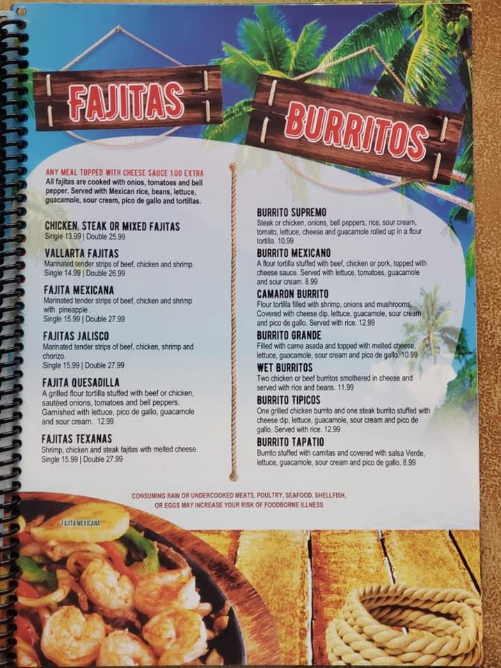 Menu at Puerto Vallarta restaurant, Heath, 869 Hebron Rd