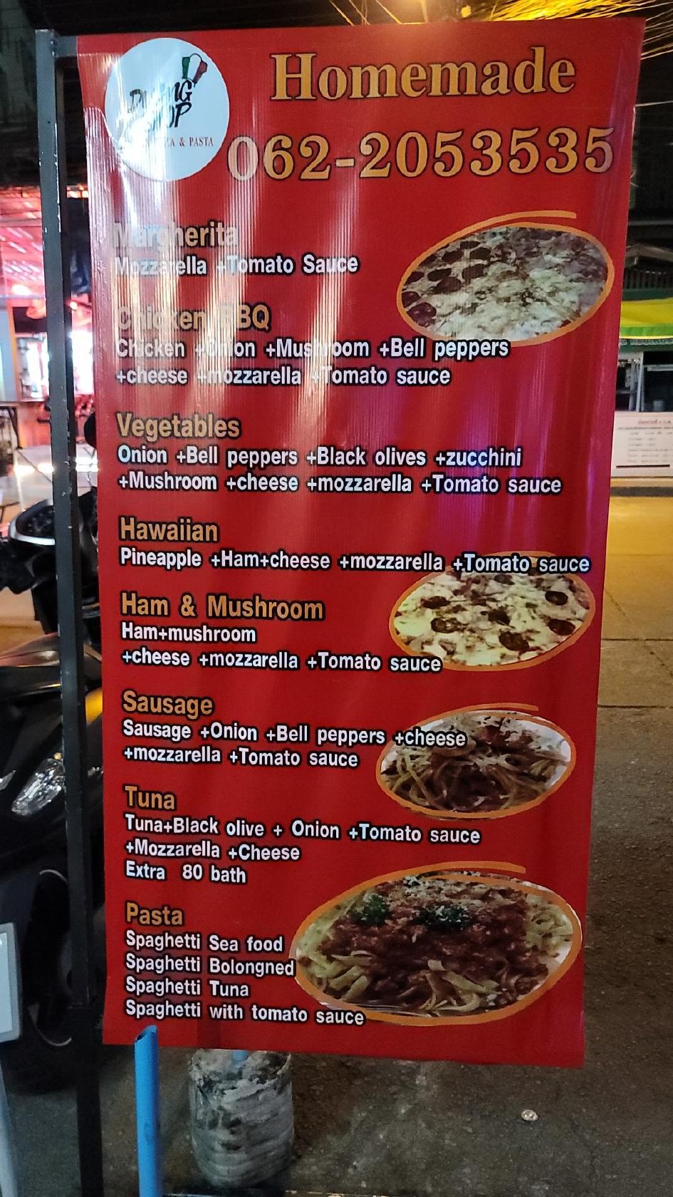Menu at Duang Shop Italian Pizza & Pasta restaurant, Pattaya City