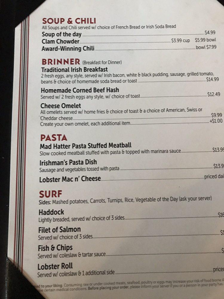 Menu at Mad Hatter Restaurant, Weymouth