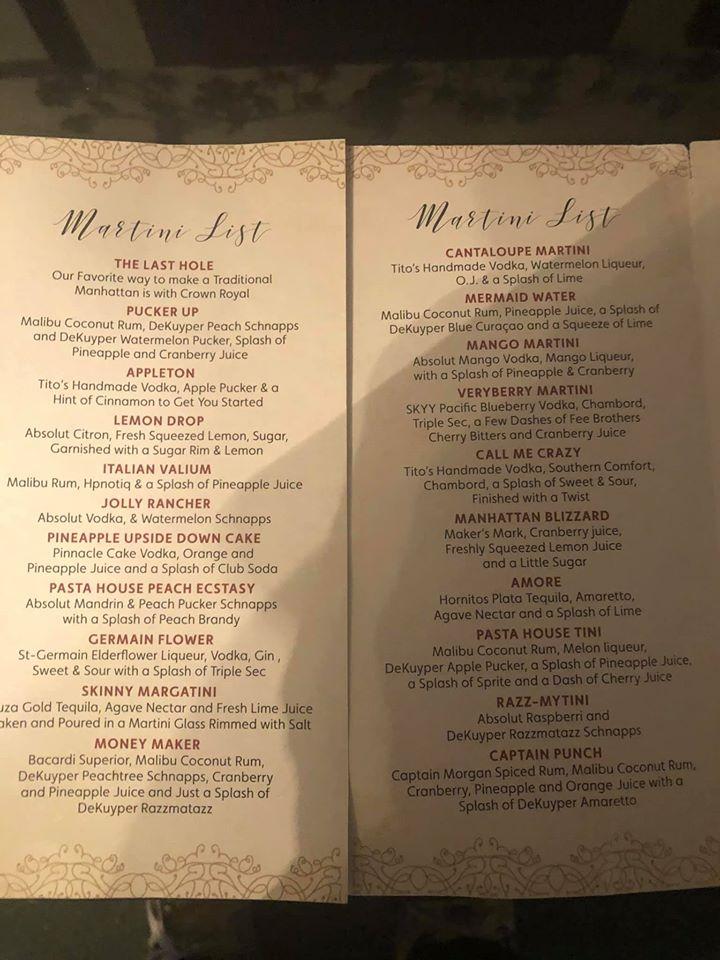 Carta del restaurante Pasta House,