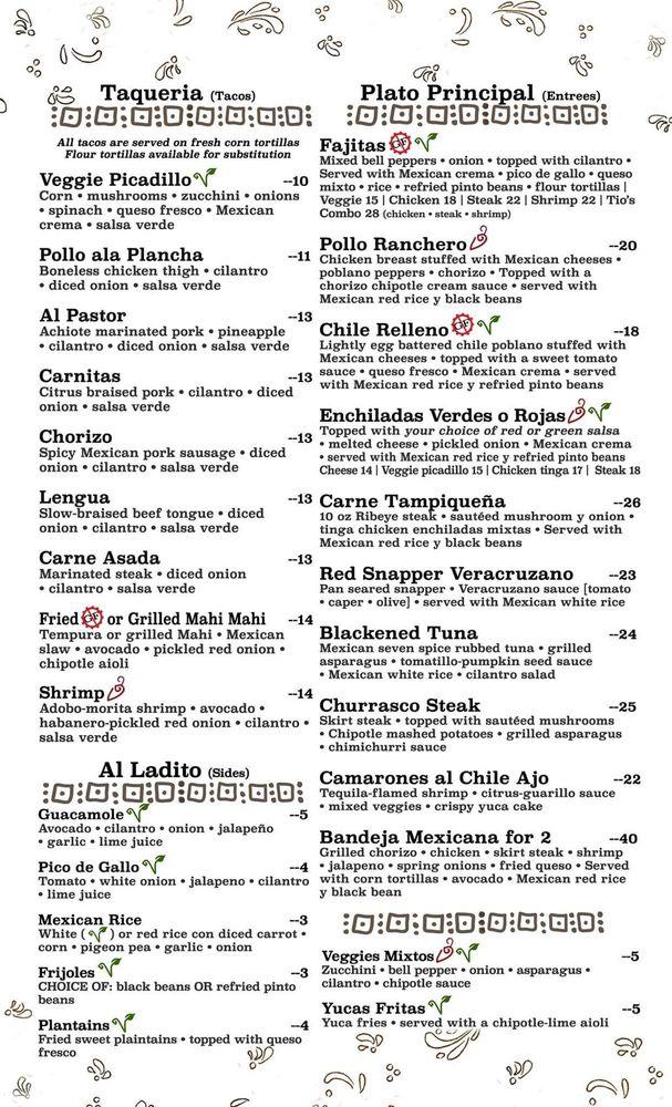 Carta del pub y bar Tacos el Tio, Municipio del Medford