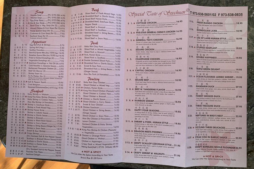 Menu at Cottage II restaurant, Morristown