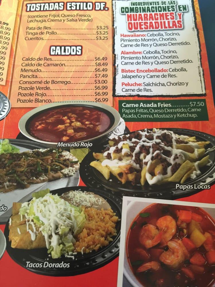 Menu at Machete Azteca restaurant, Phoenix, W Indian School Rd