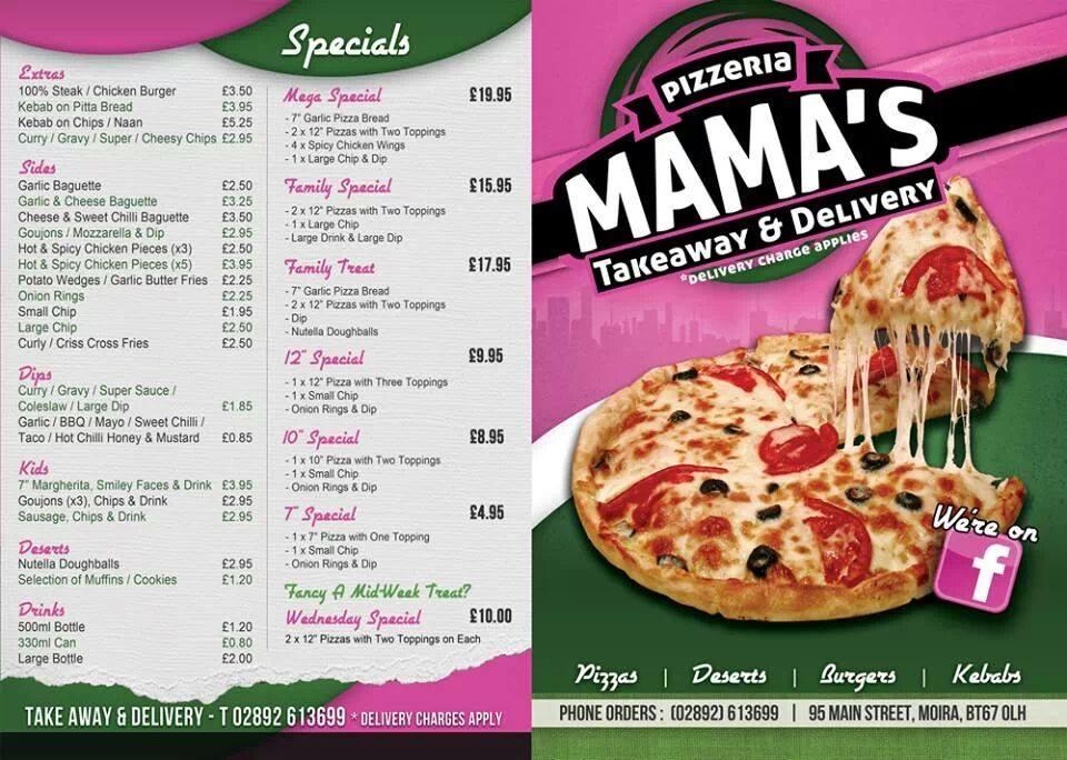 Menu At Mamas Pizzeria Moira