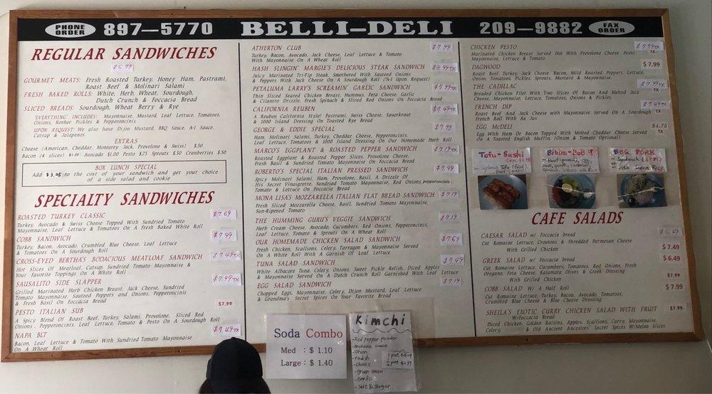 Menu at Belli Deli, Novato
