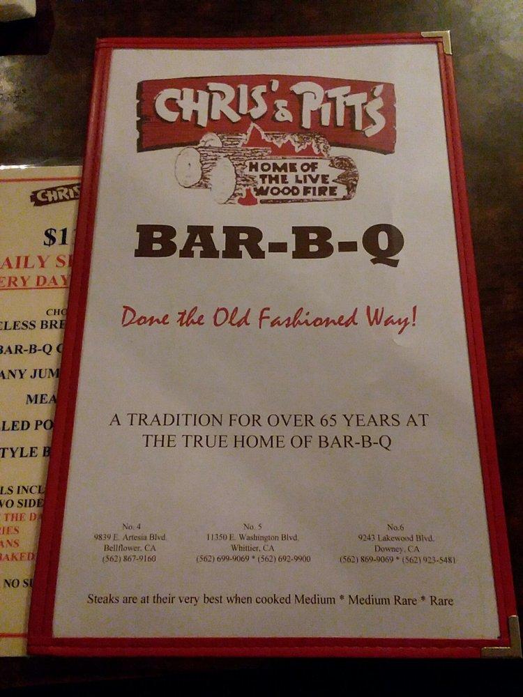 Menu at Chris & Pitts BBQ Restaurant, Downey