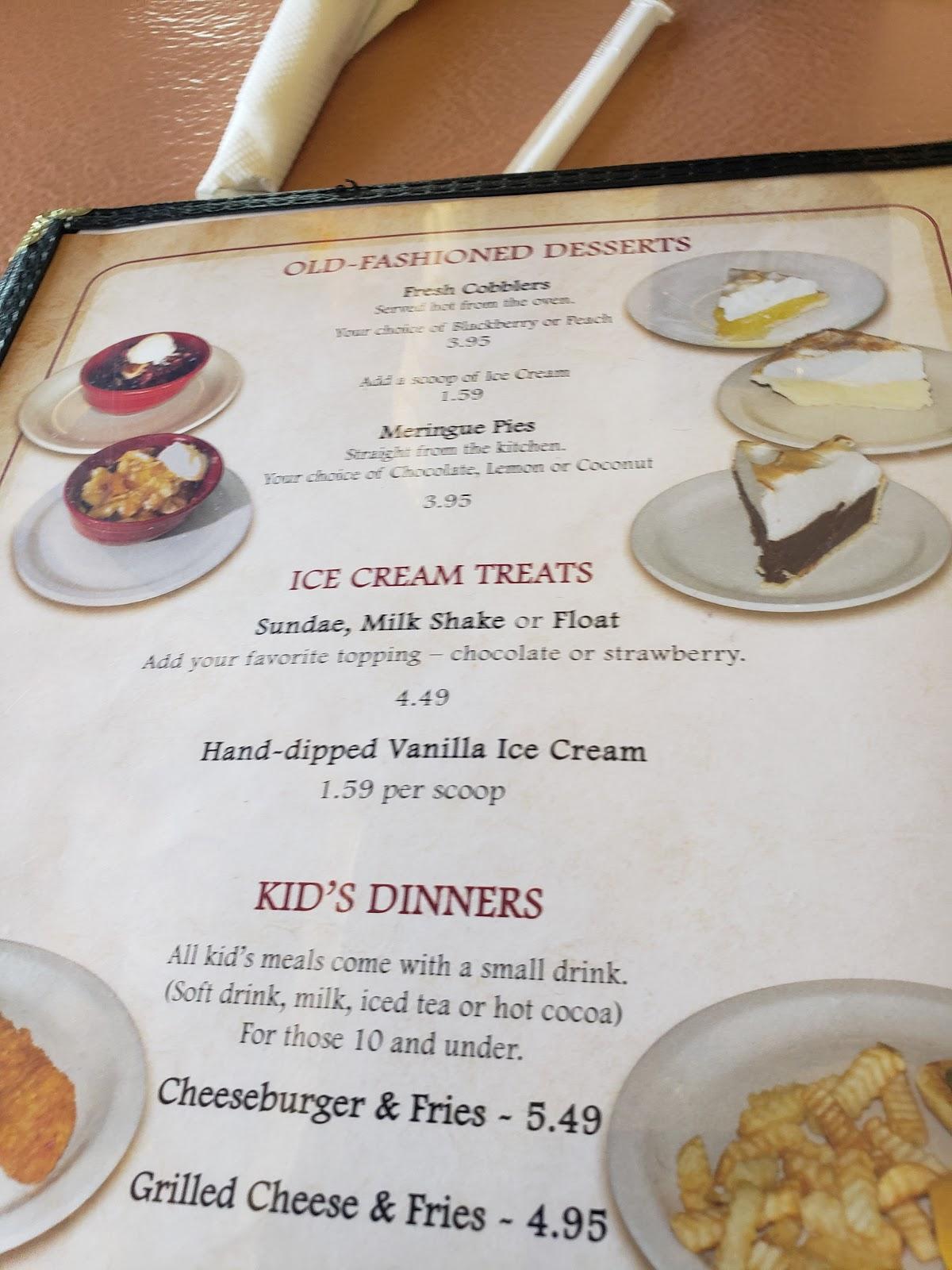Menu at Dinner Bell Restaurant, Berea