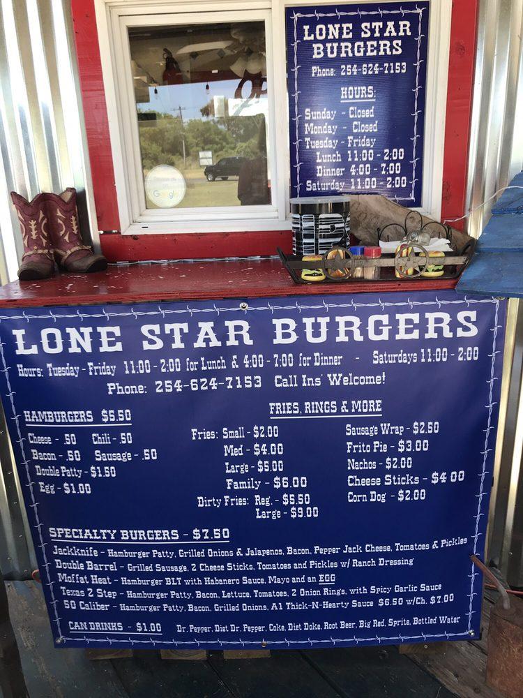 Carta del restaurante Lone Star Burgers, Temple