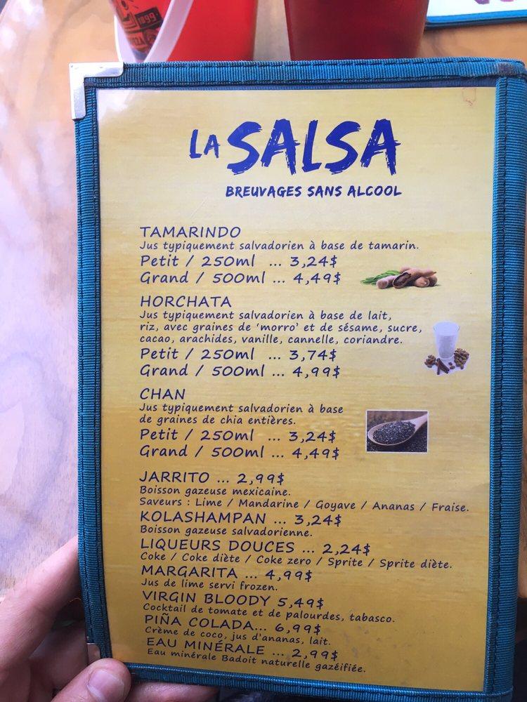 Menu at Restaurant La Salsa, Québec City