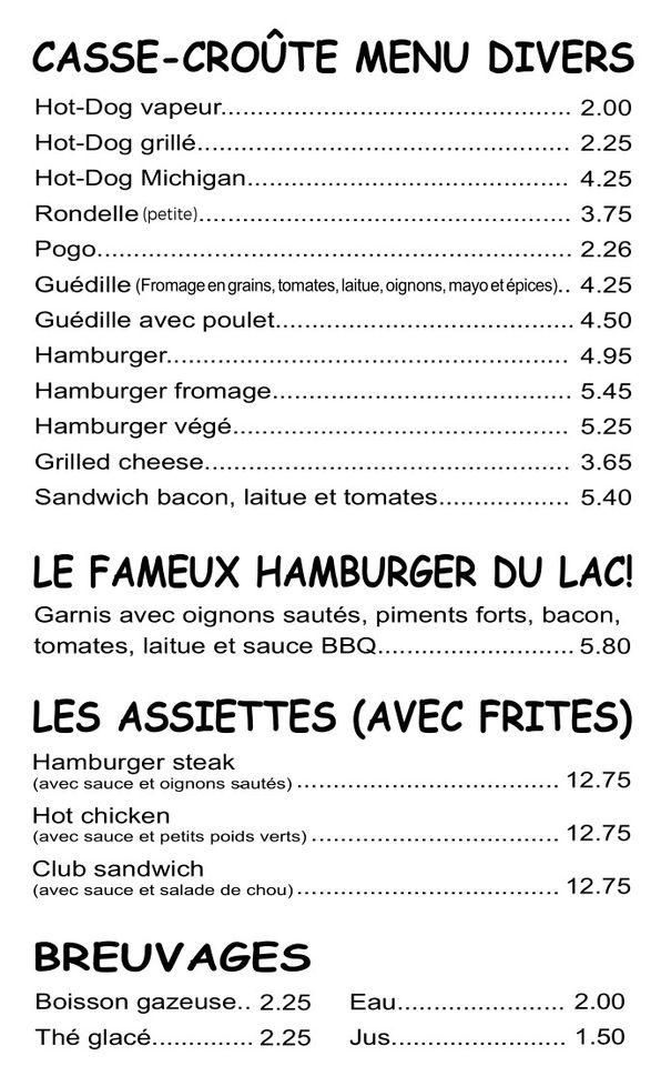 Carta Del Restaurante Casse Cro Te Du Lac Del L Achigan Saint Hippolyte