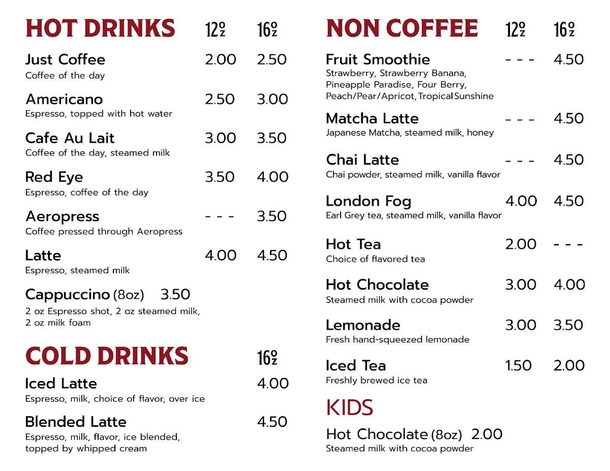 Menu at Coffee Shed, Galva