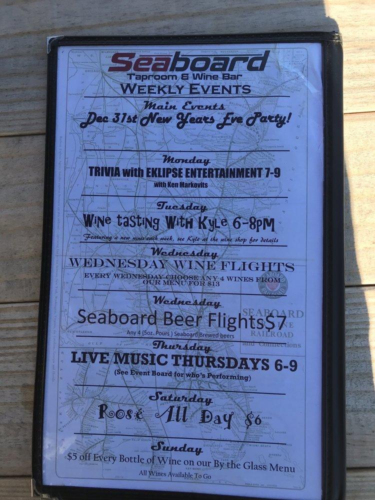 Menu at Seaboard Brewing, Taproom, & Wine Bar, Matthews