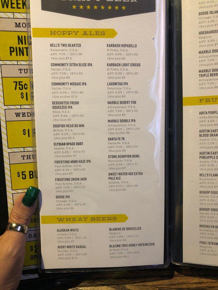 Menu at The Union Draft House Canyons pub & bar, El Paso