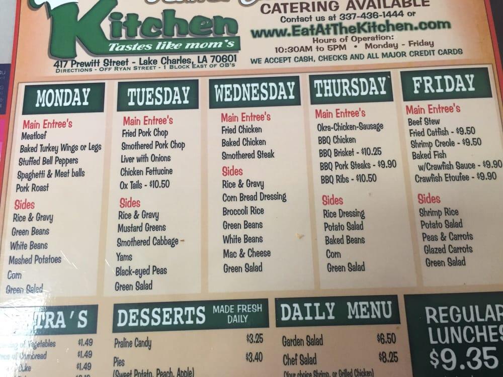 Menu at The Kitchen restaurant, Lake Charles, 417 Prewitt St