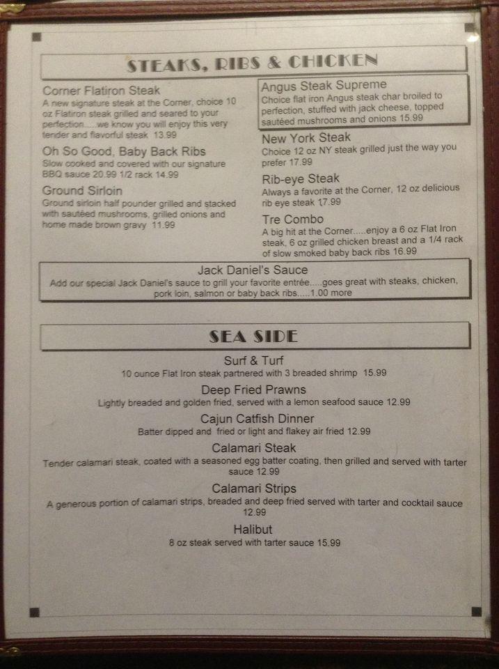 Menu at Four Corners Restaurant, Tracy