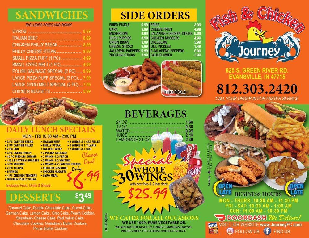 Menu at Journey Fish & Chicken restaurant, Evansville