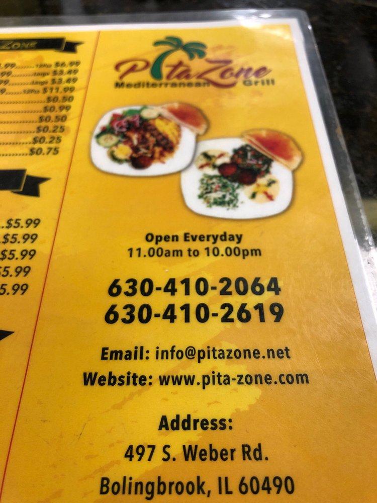 Menu at Pita Zone restaurant, Bolingbrook