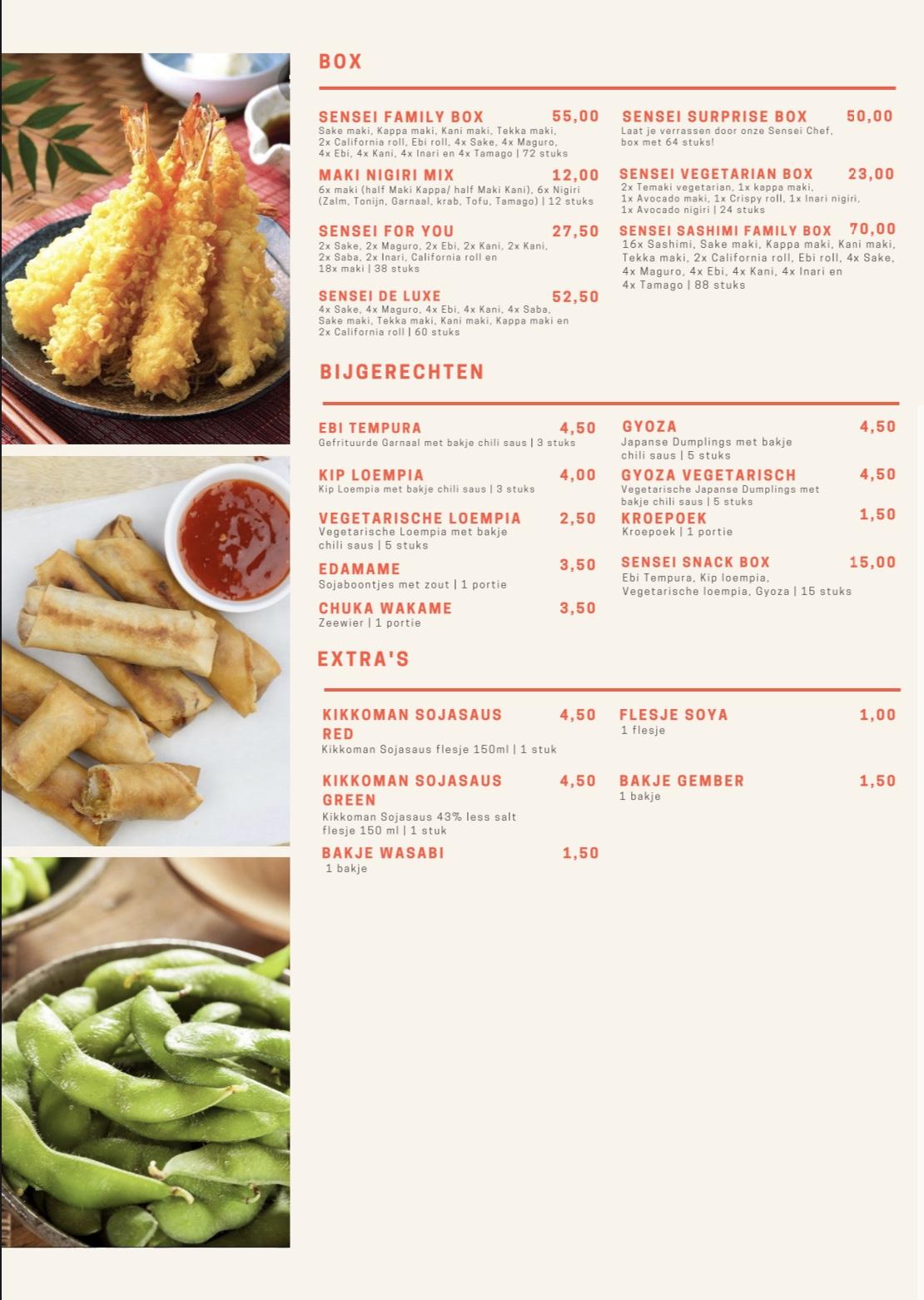 Menu at Sensei Sushi Woerden, Woerden