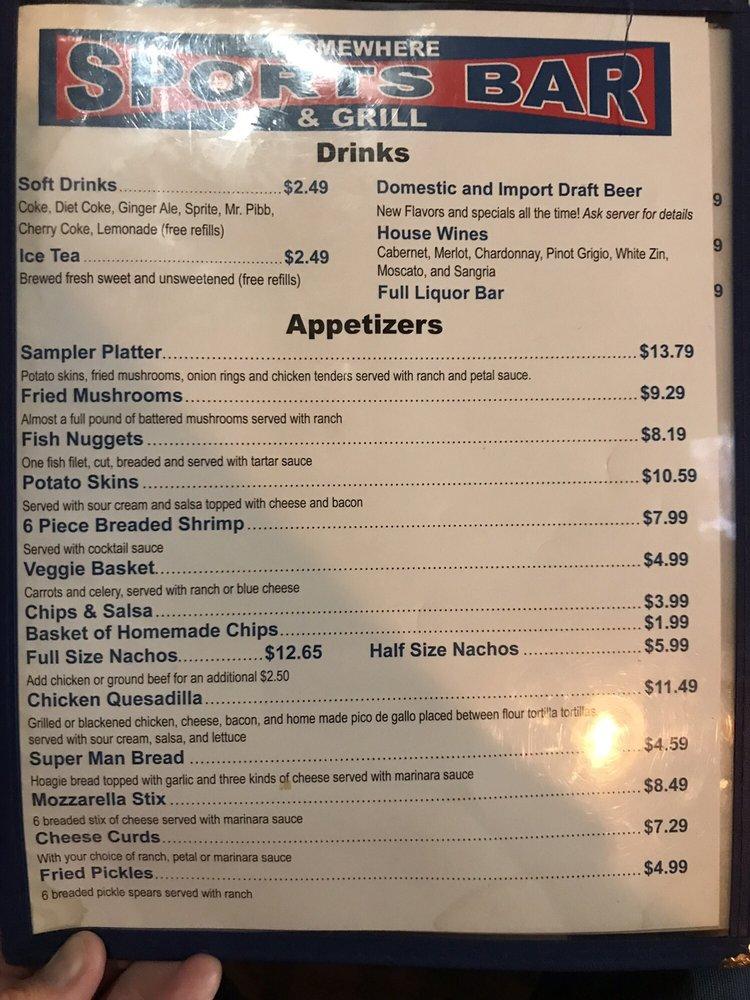 Menu at Somewhere Sports Bar & Grill, Winter Haven