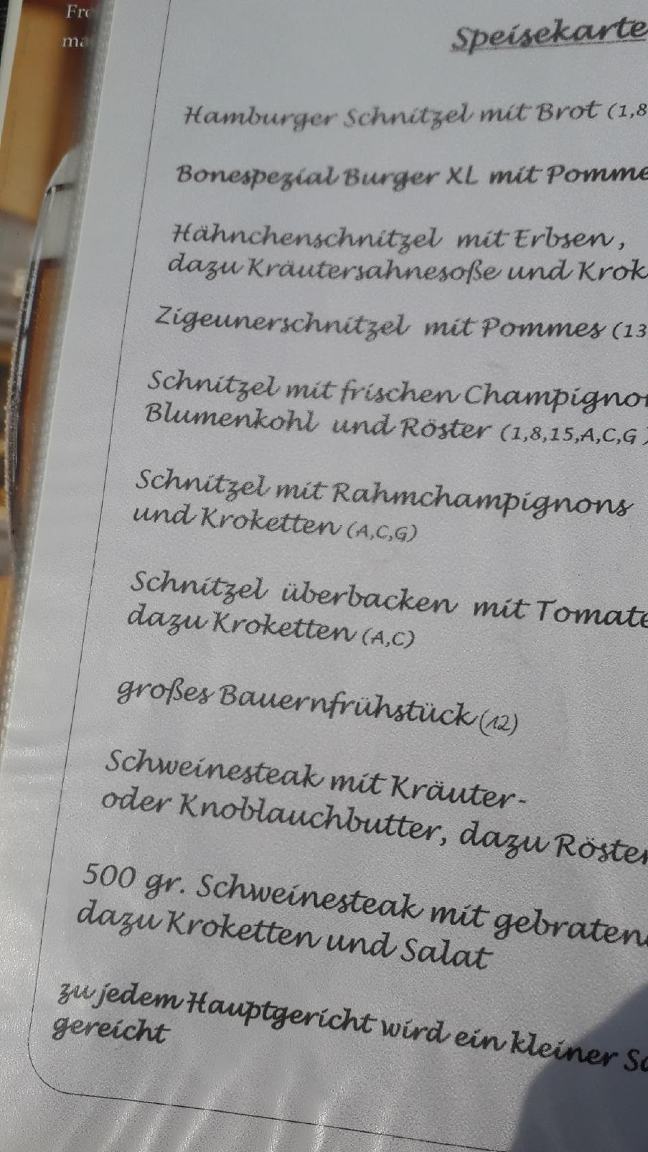 Speisekarte von Gaststätte Unter den Linden restaurant, Zerbst/Anhalt