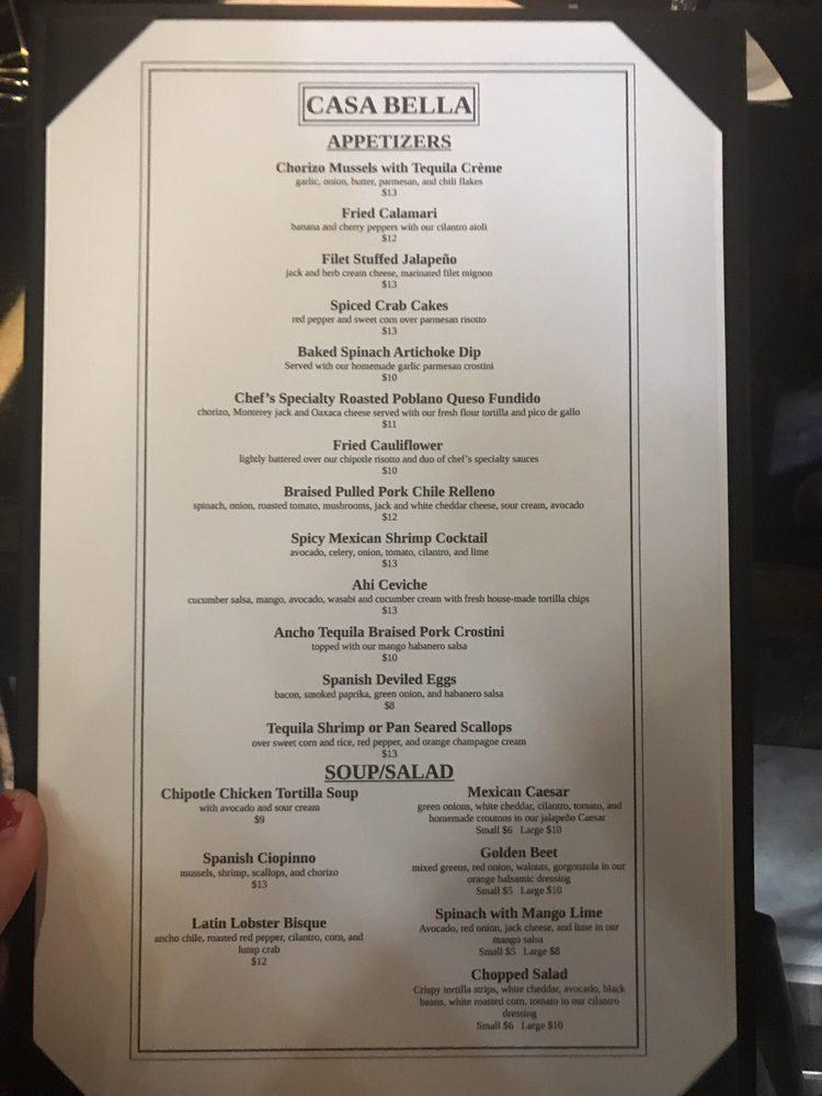 Menu At Casa Bella Steakhouse Ventura