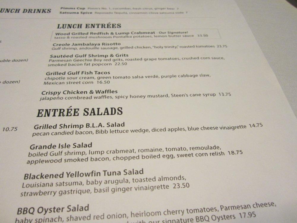 Menu At Red Fish Grill Restaurant New Orleans